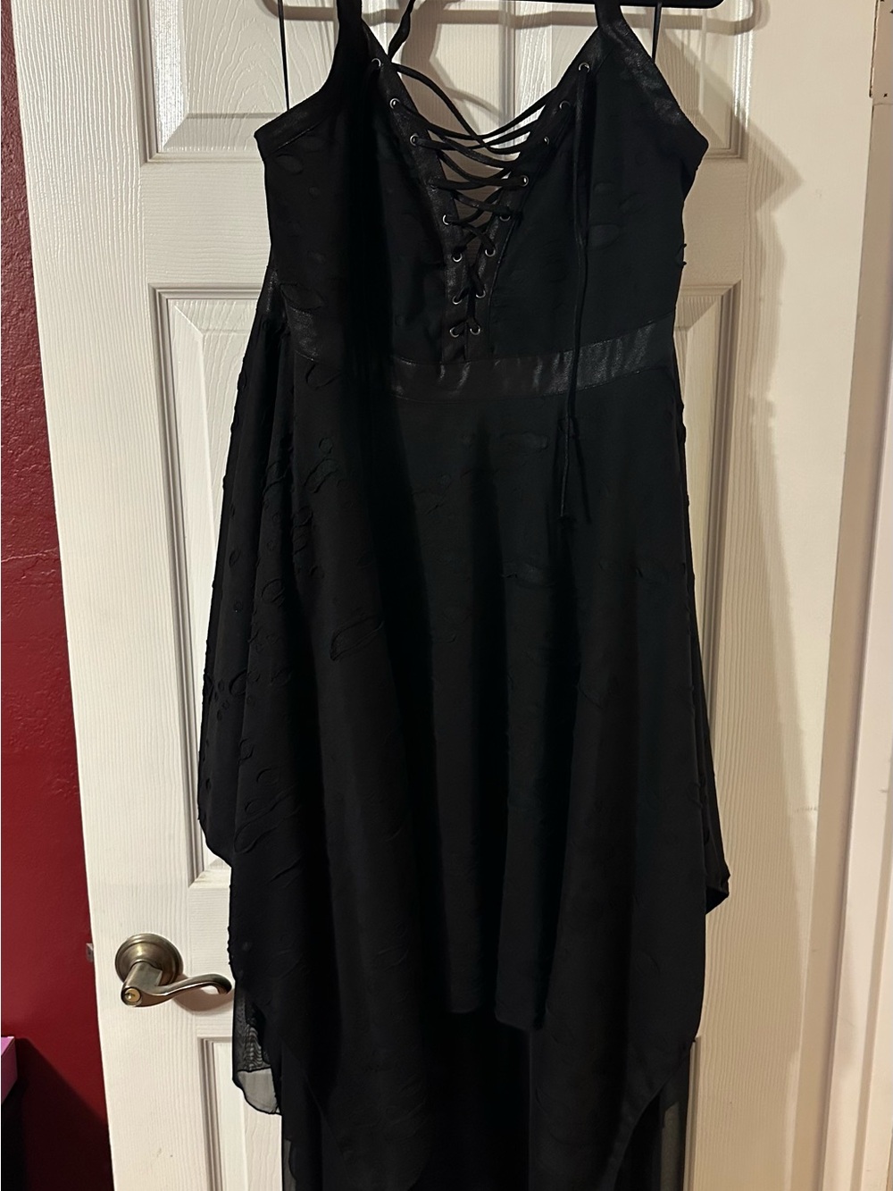 Killstar Black Lace-Up Asymmetrical Midi Dress